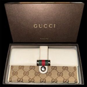 Gucci Wallet GG Ophidia Long Continental Bifold Sherry Line Guccissima with Box